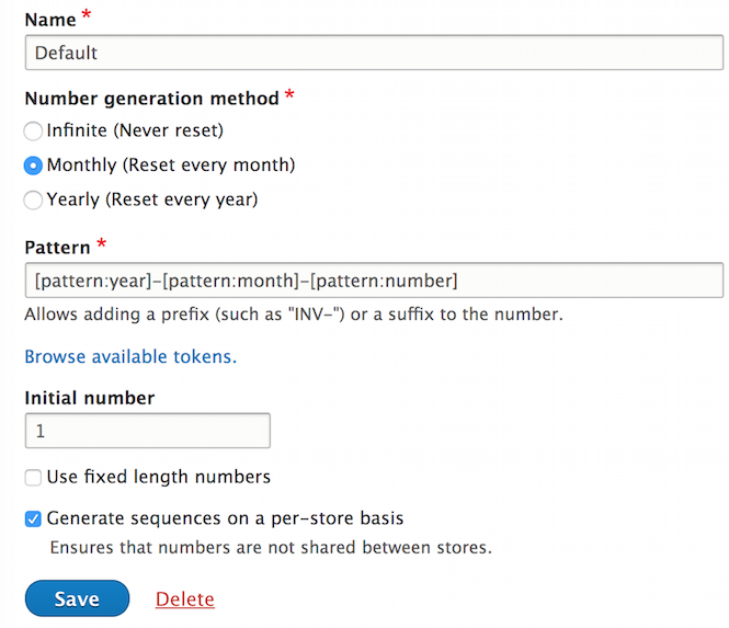 Number pattern edit form