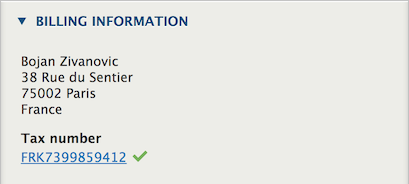 Tax number on the order view page