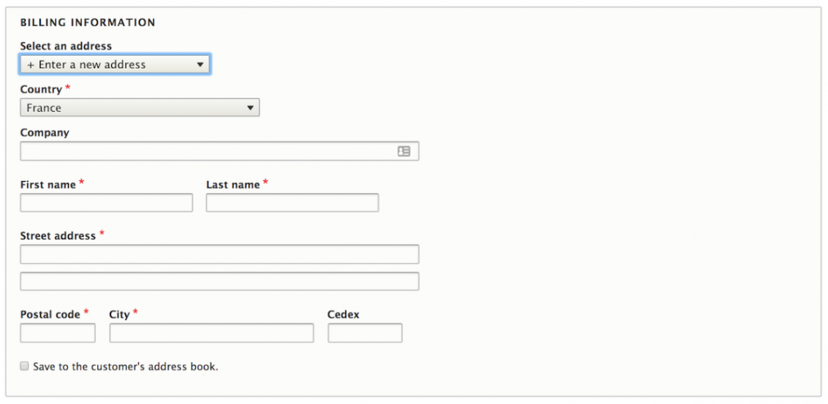 Address book on order edit form