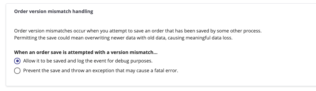 Order version mismatch handling