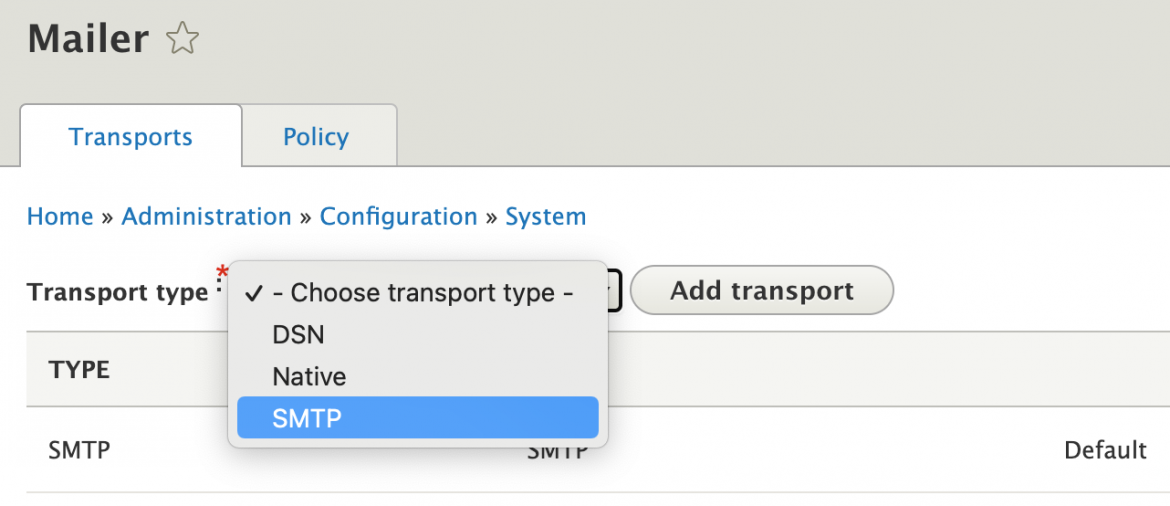 Symfony Mailer settings form