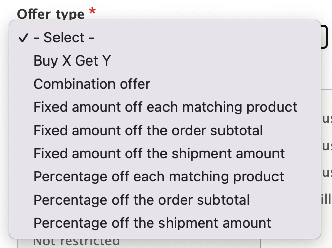 Commerce Core offer types