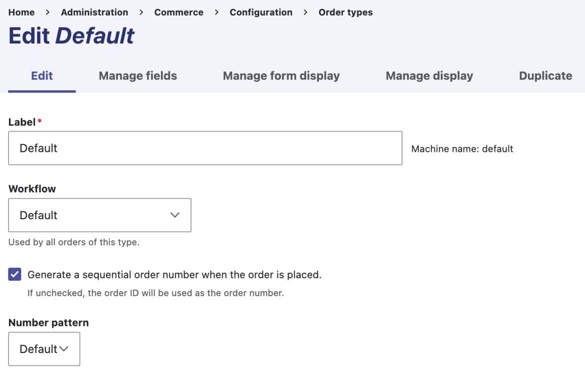 Order type edit form