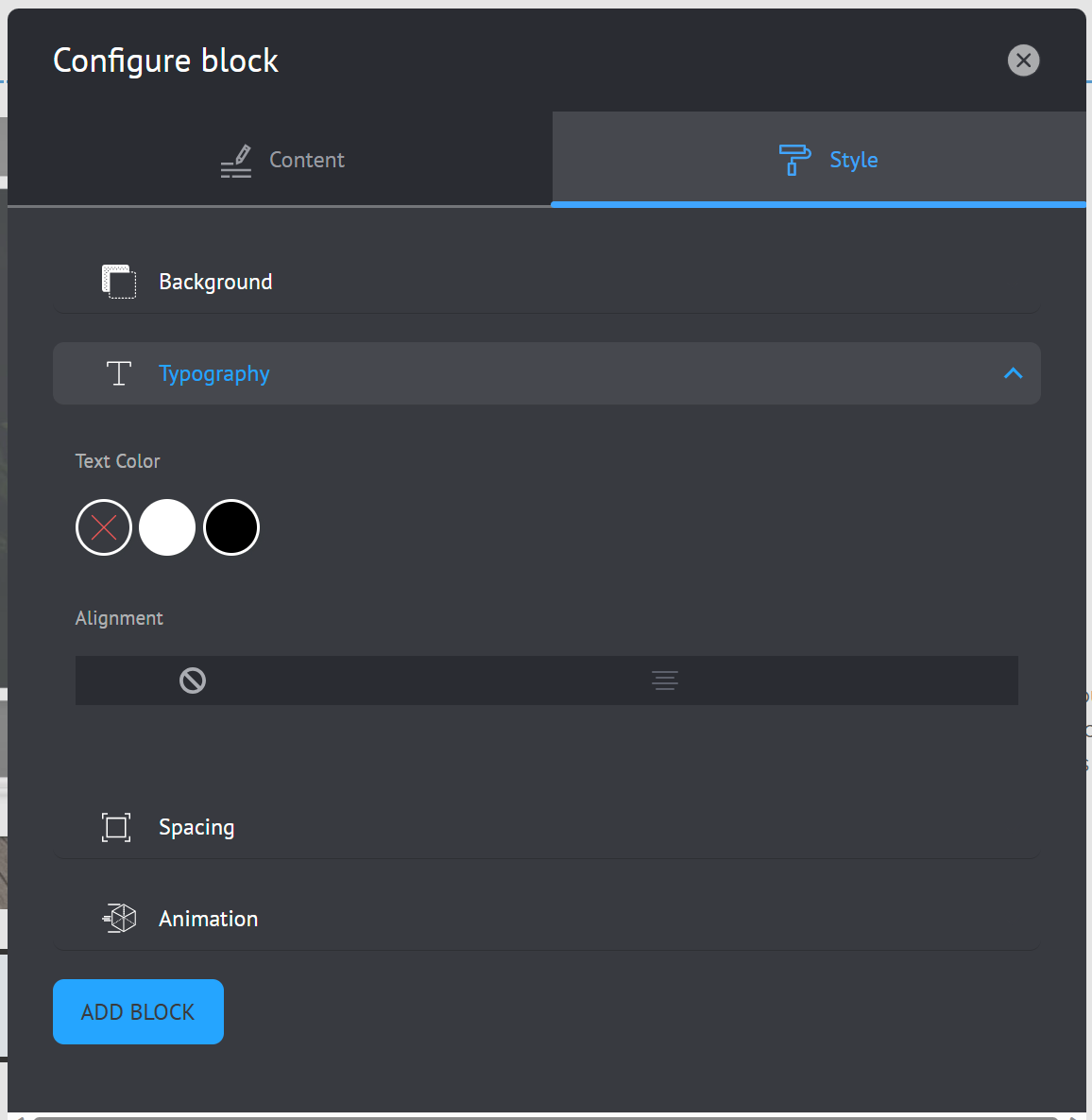 Configure the style of blocks