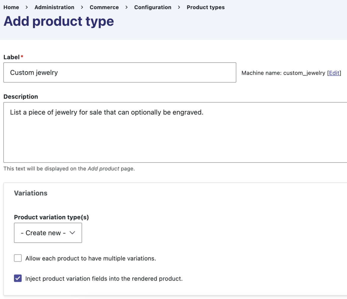 Adding a product type for custom jewelry.