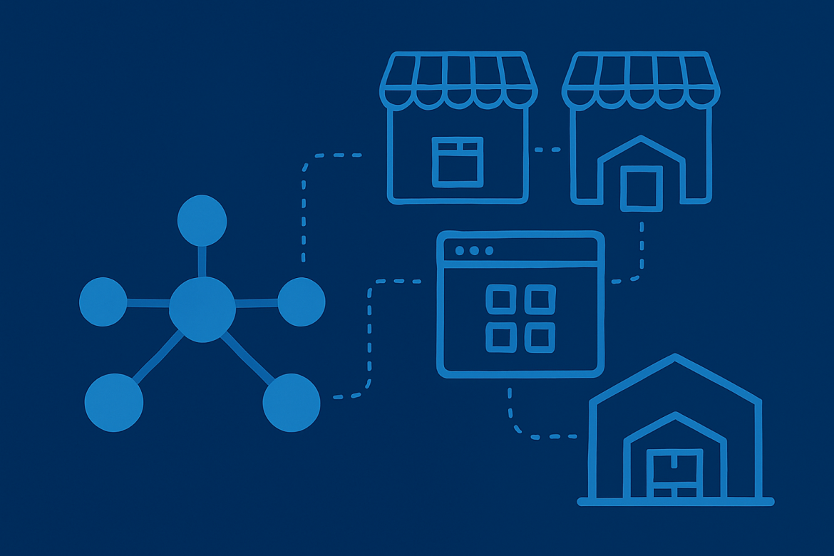 Icons representing a complicated order workflow
