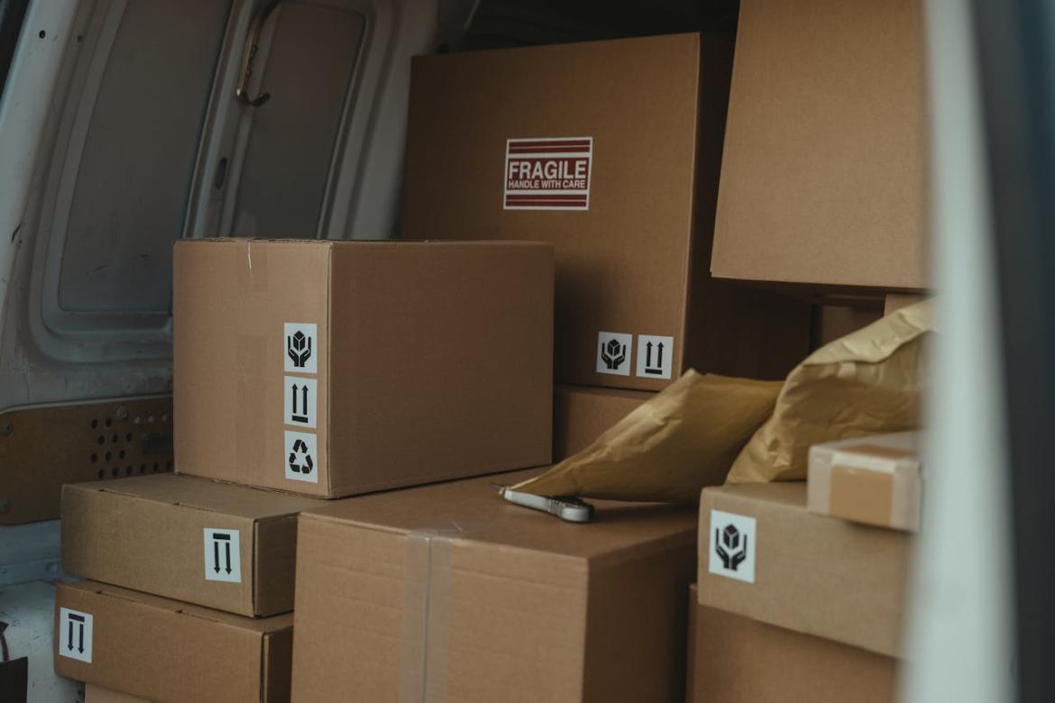 Packages in the back of a van