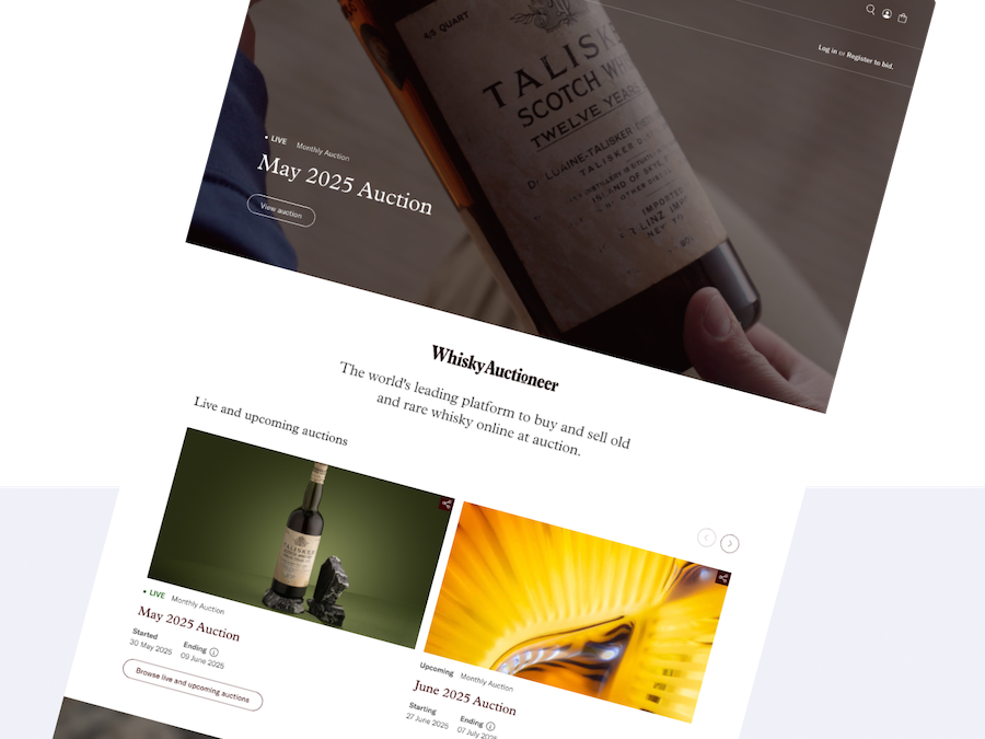 Whisky Auctioneer homepage at an angle