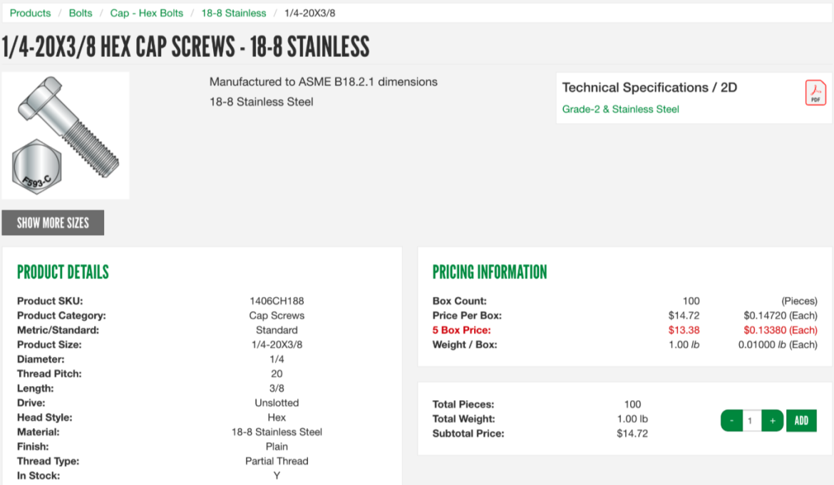 CDE fasteners product page