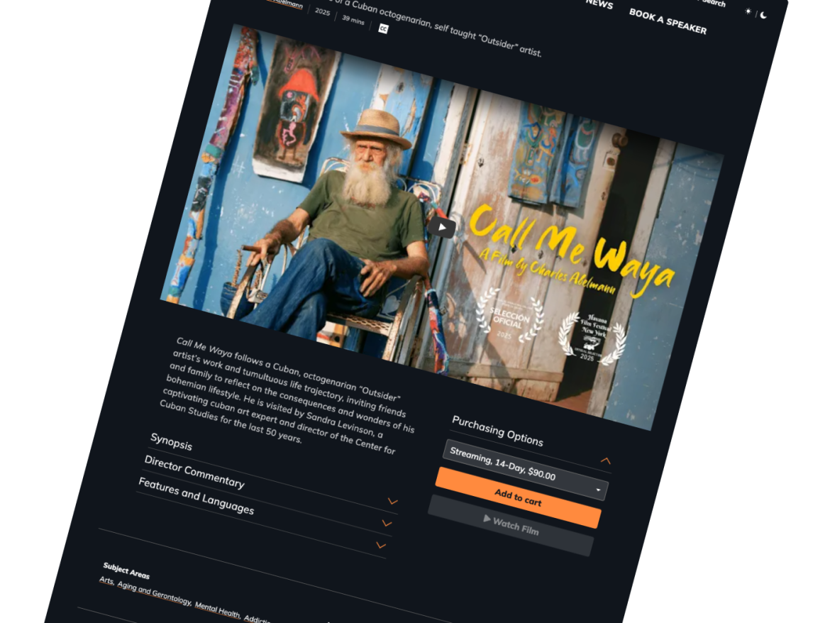 Film page showing add to cart button for New Day Films