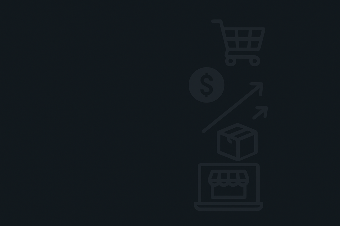 Ecommerce icons on a flat background