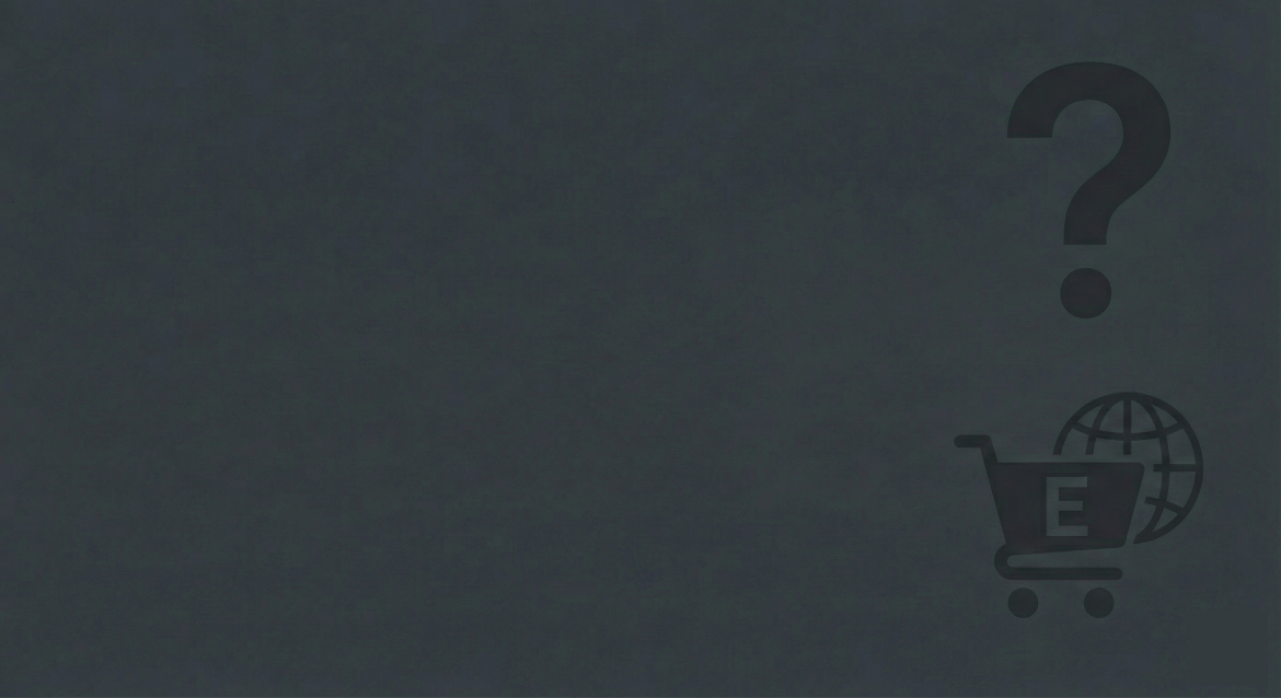 Gray background with question mark and cart on a world icon.