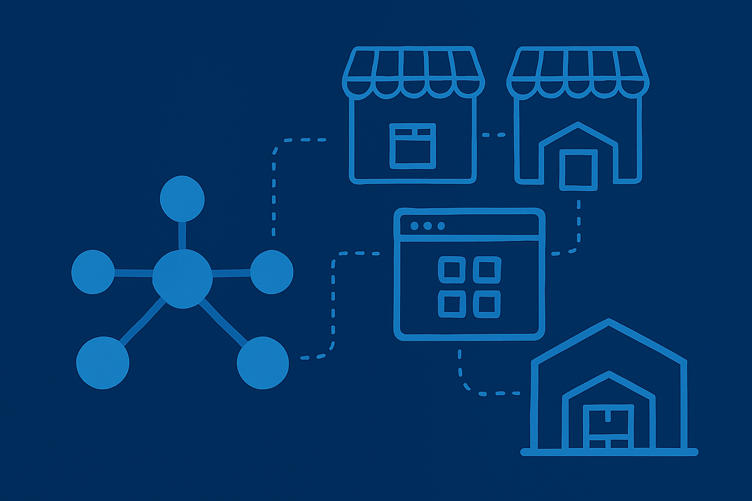Icons representing a complicated order workflow