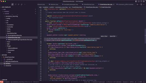 Cursor open editing the Commerce Recurring module