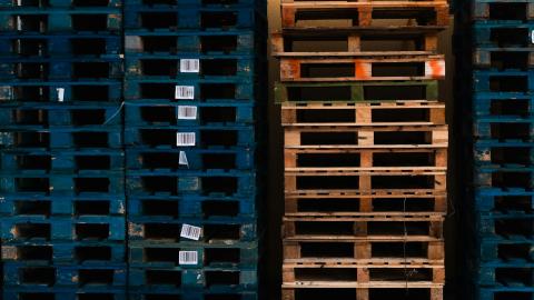 Stacks of wooden palletes
