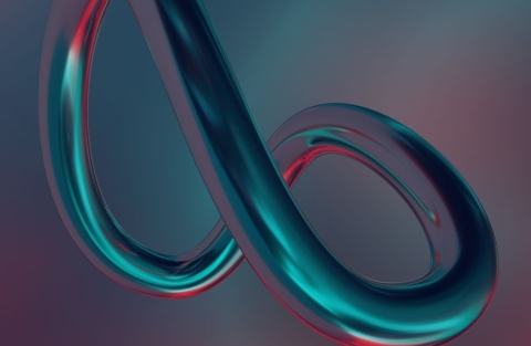 A shiny infinite loop on a red and blue background
