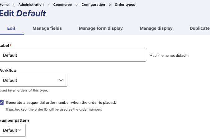 Order type edit form