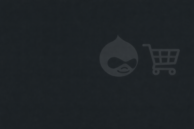 The drupal icon and a shopping cart