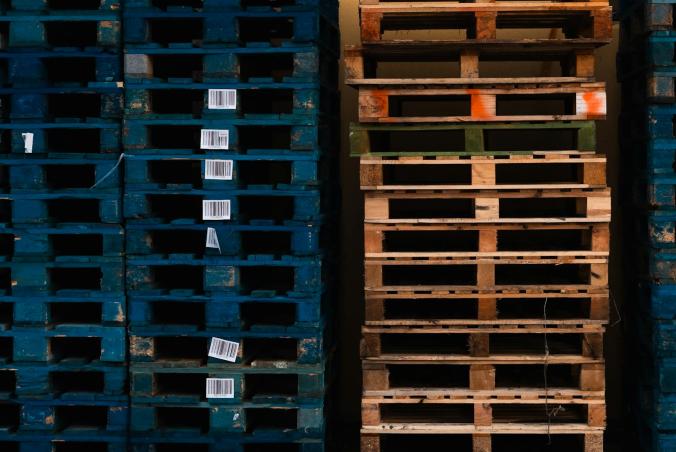 Stacks of wooden palletes